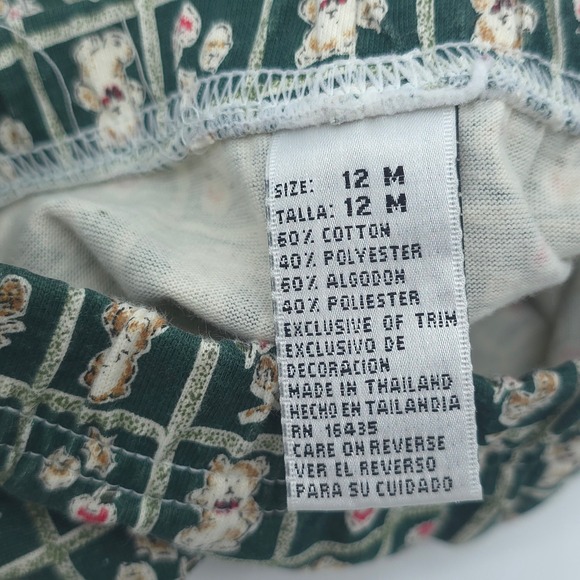 Vintage Cradle Togs Green Teddy Bear Outfit Set Size 12M - Picture 9 of 11